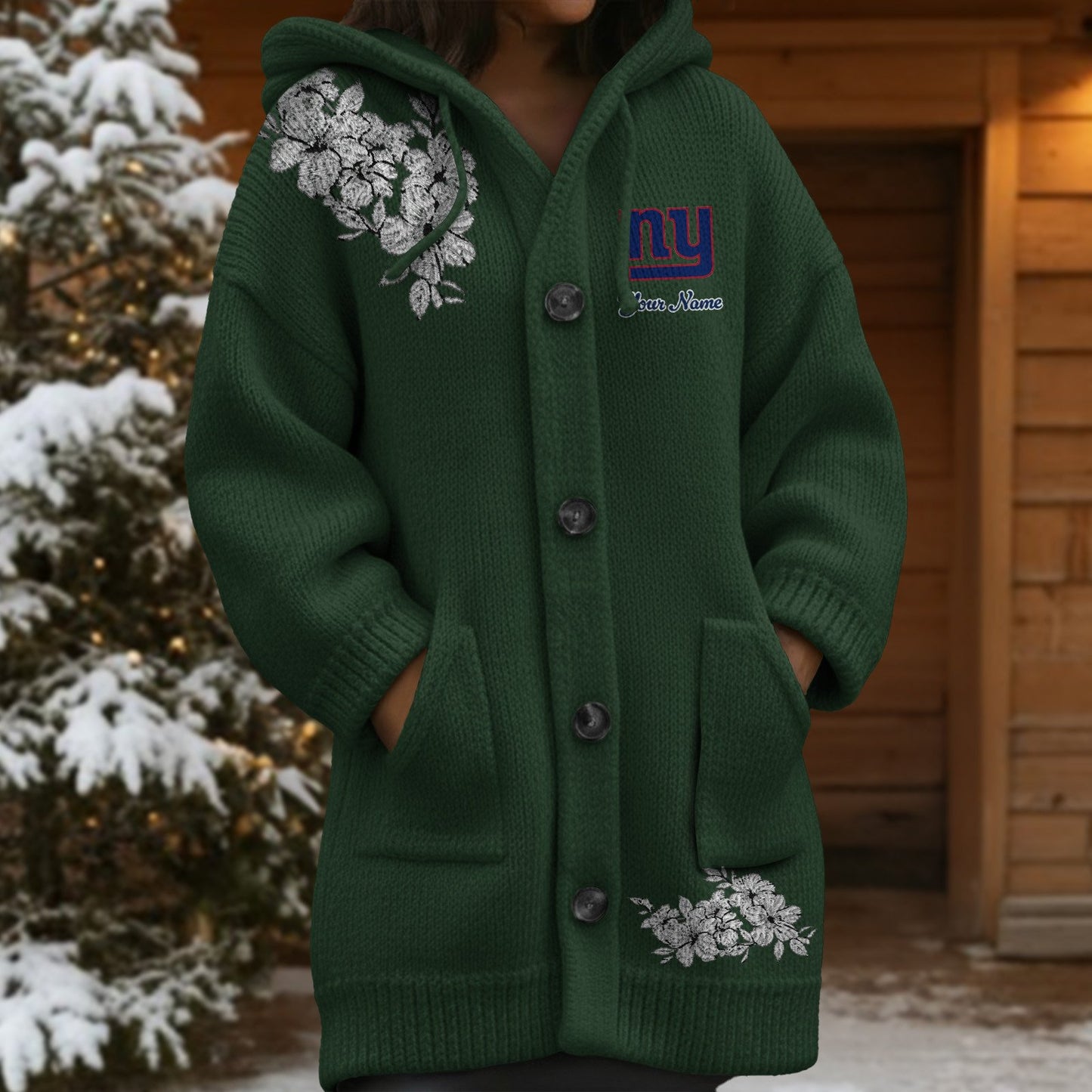 NYG x NFL Women's Casual Knitted Hooded Cardigan DATND TANTD 211125