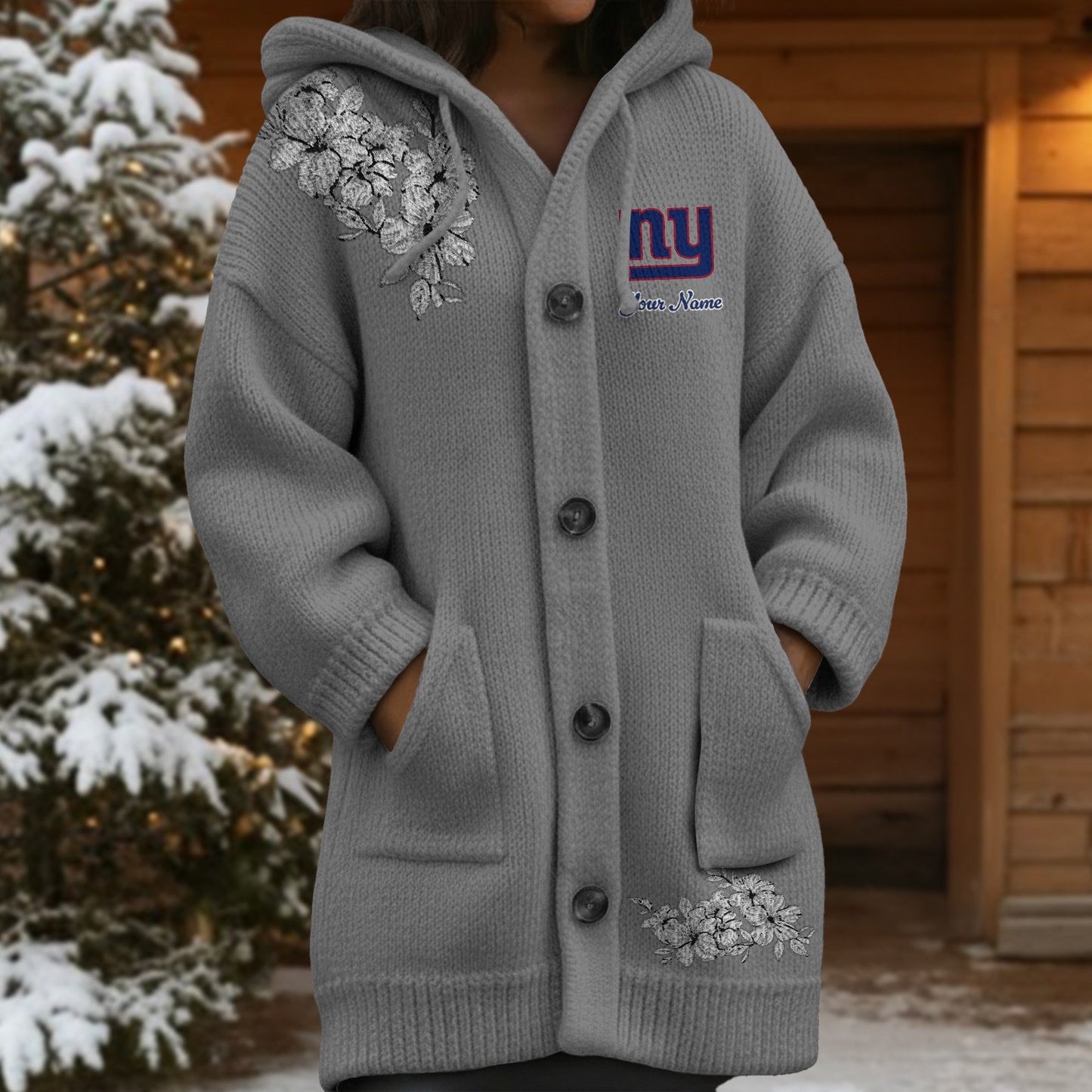 NYG x NFL Women's Casual Knitted Hooded Cardigan DATND TANTD 211125