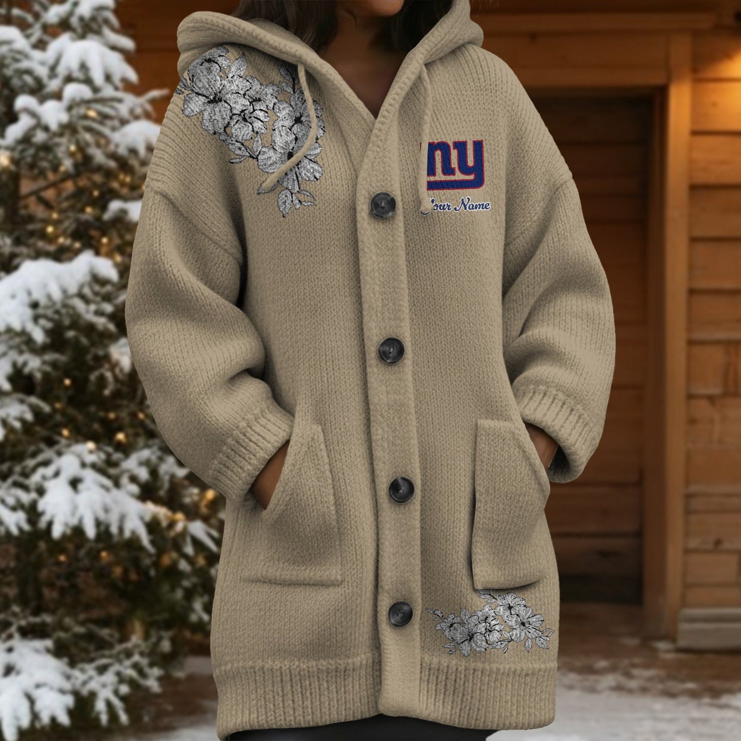 NYG x NFL Women's Casual Knitted Hooded Cardigan DATND TANTD 211125