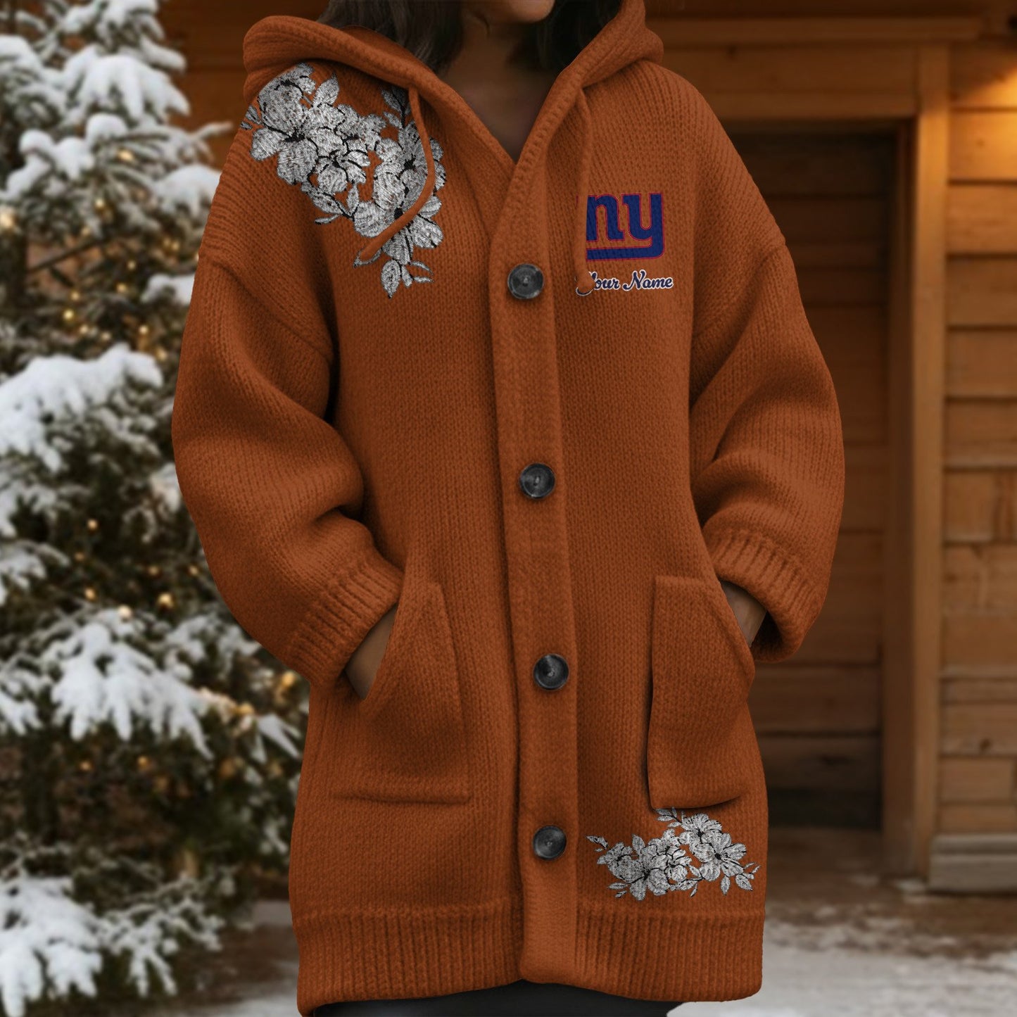 NYG x NFL Women's Casual Knitted Hooded Cardigan DATND TANTD 211125