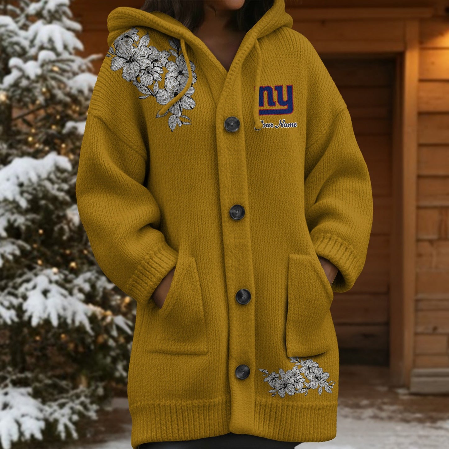 NYG x NFL Women's Casual Knitted Hooded Cardigan DATND TANTD 211125