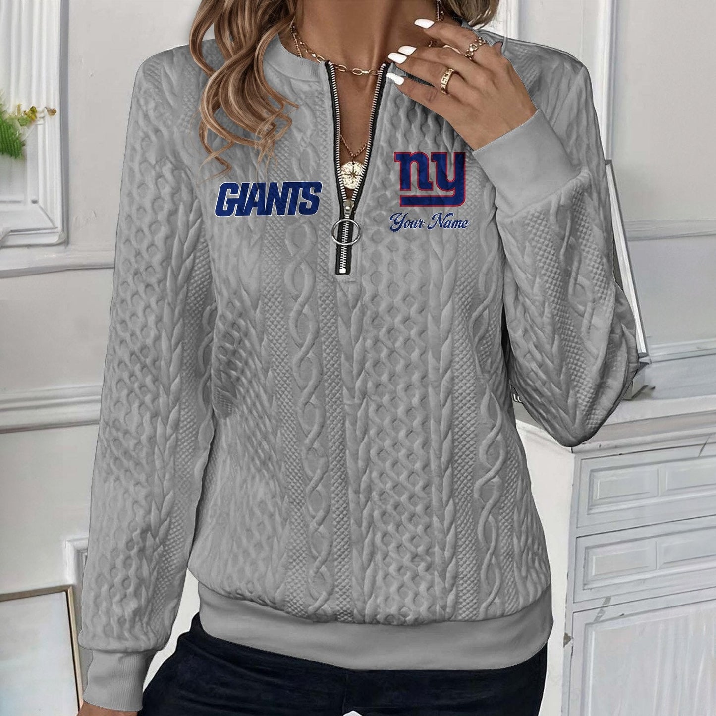 NYG x NFL Women's Quilted Zip-UP Sweatshirt DatND DVT