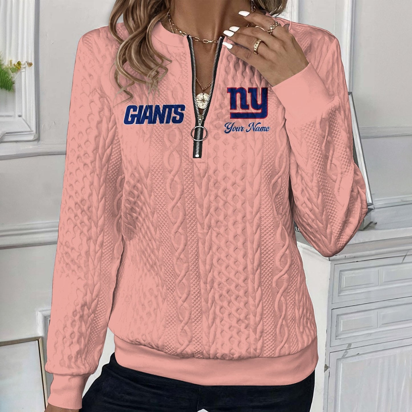 NYG x NFL Women's Quilted Zip-UP Sweatshirt DatND DVT