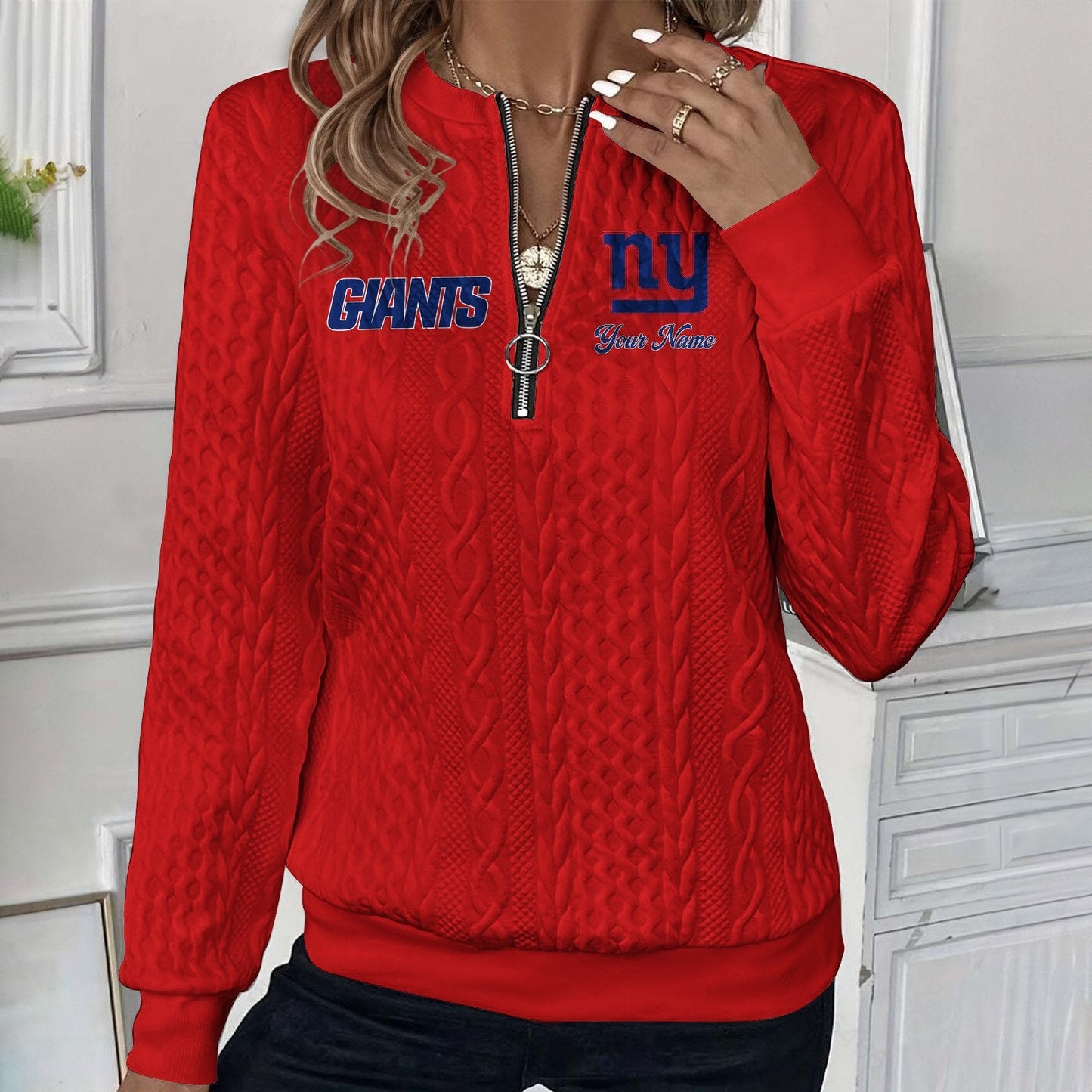 NYG x NFL Women's Quilted Zip-UP Sweatshirt DatND DVT