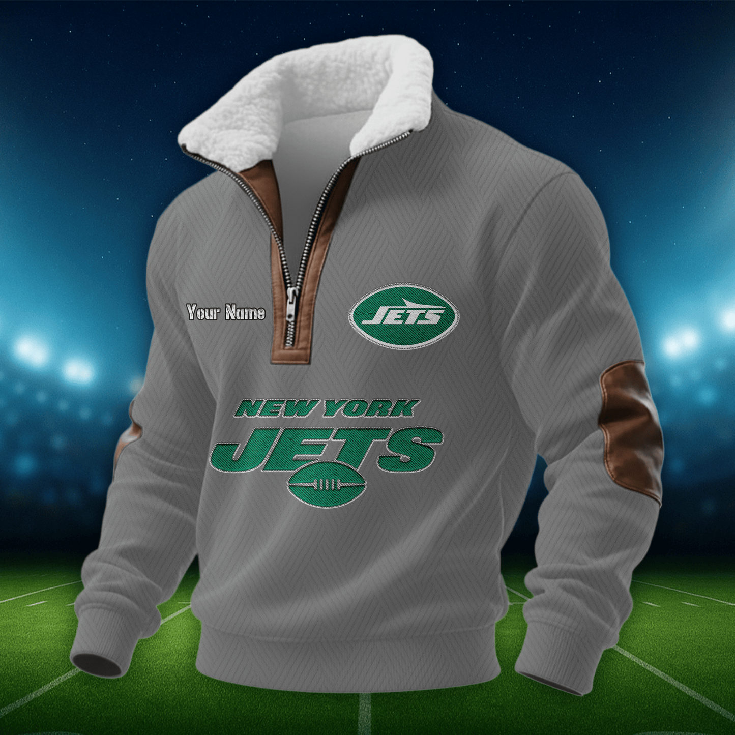 NYJ NFL Men Fur Collar Sweatshirt DDT CTND