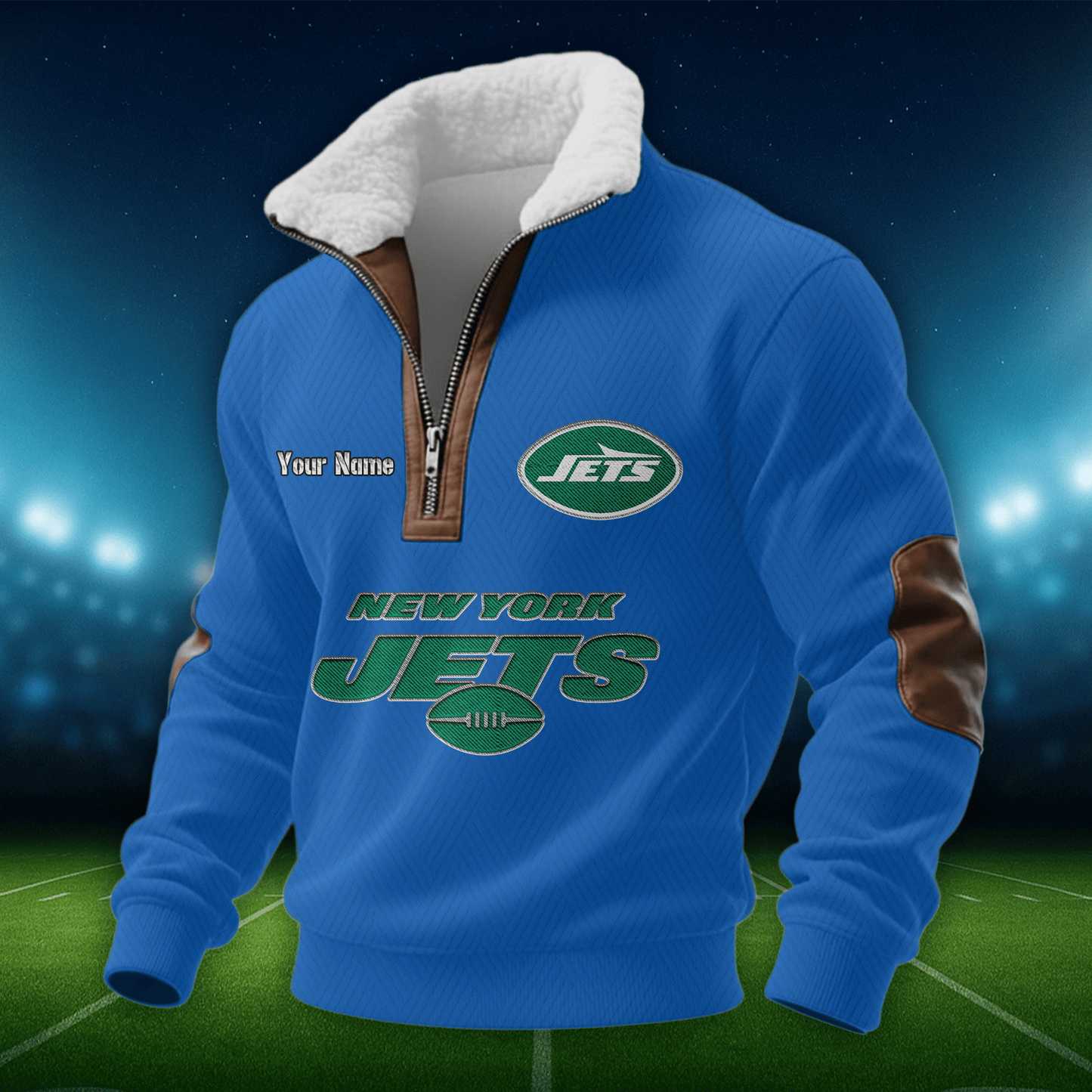 NYJ NFL Men Fur Collar Sweatshirt DDT CTND