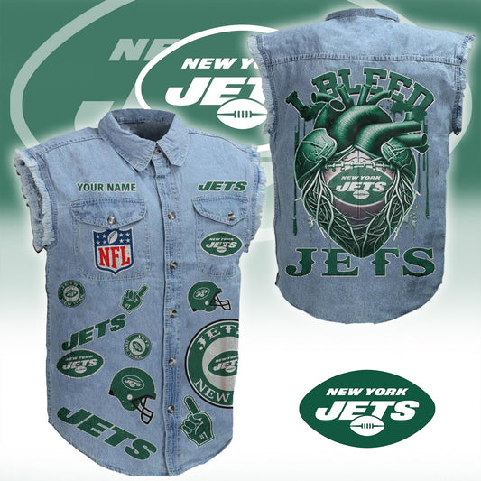 NYJ NFL Personalize Sleeveless Denim Jacket For Fan DDT CTND
