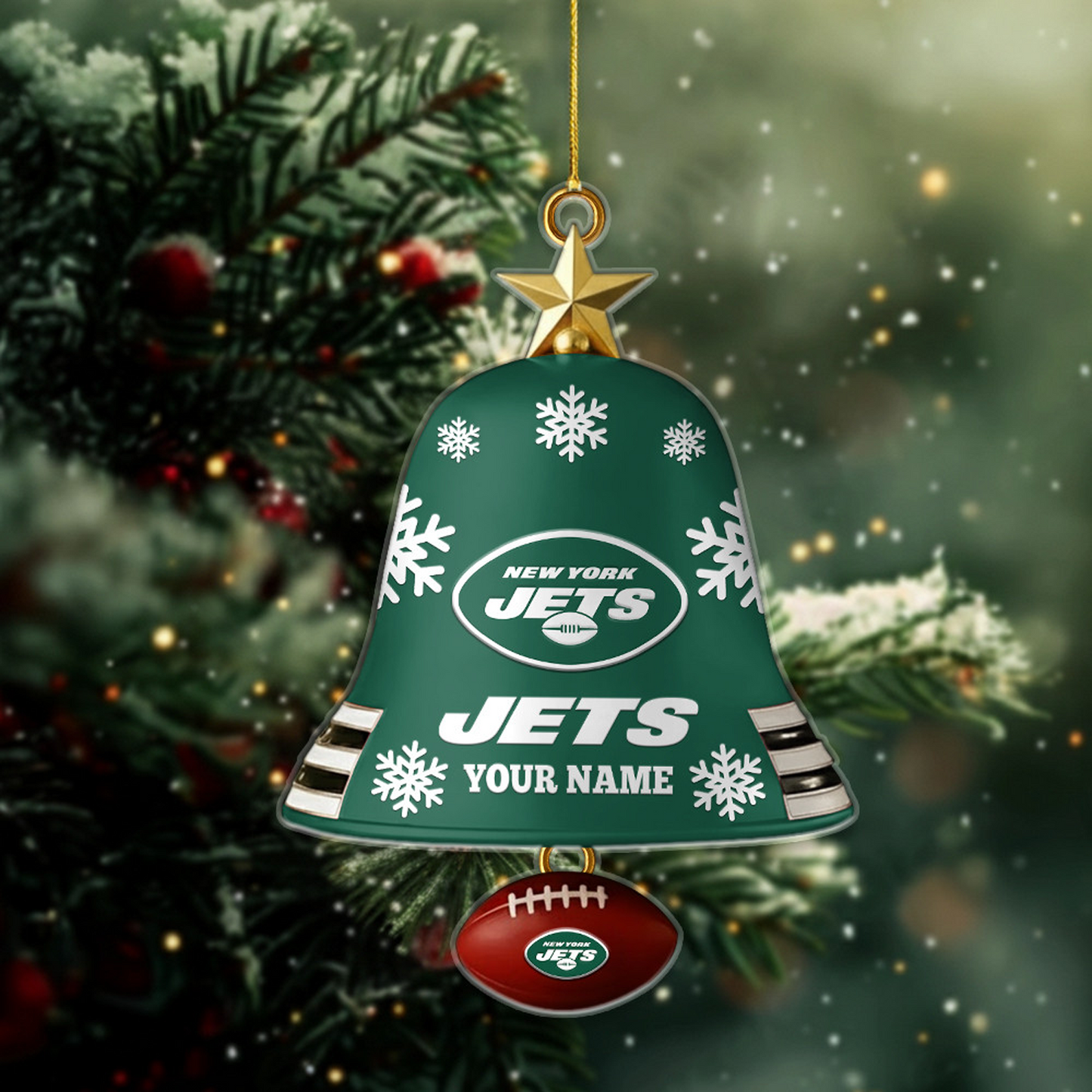 NYJ x NFL Christmas Bell Ornament Custom Any Name DatND DVT