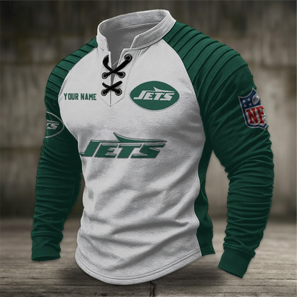 NYJ x NFL Men Stand Collar Long Sleeve Top DDT  CTND