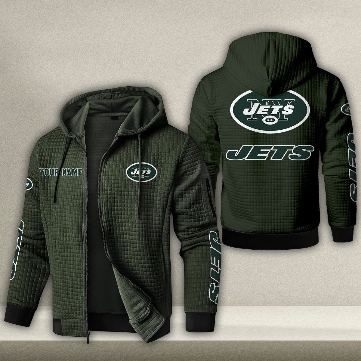 NYJ x NFL Quilted Zip Hoodie DatND DVT