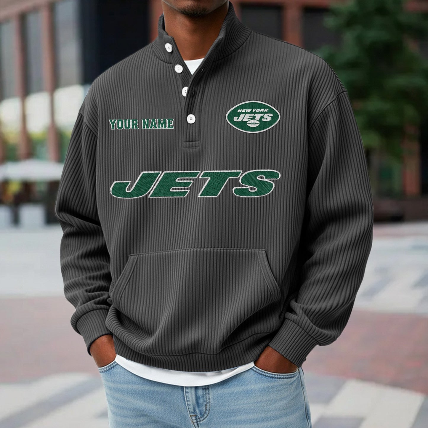 NYJ x NFL Waffle High Neck Long Sleeved Sweatshirt DATND TANTD 221125