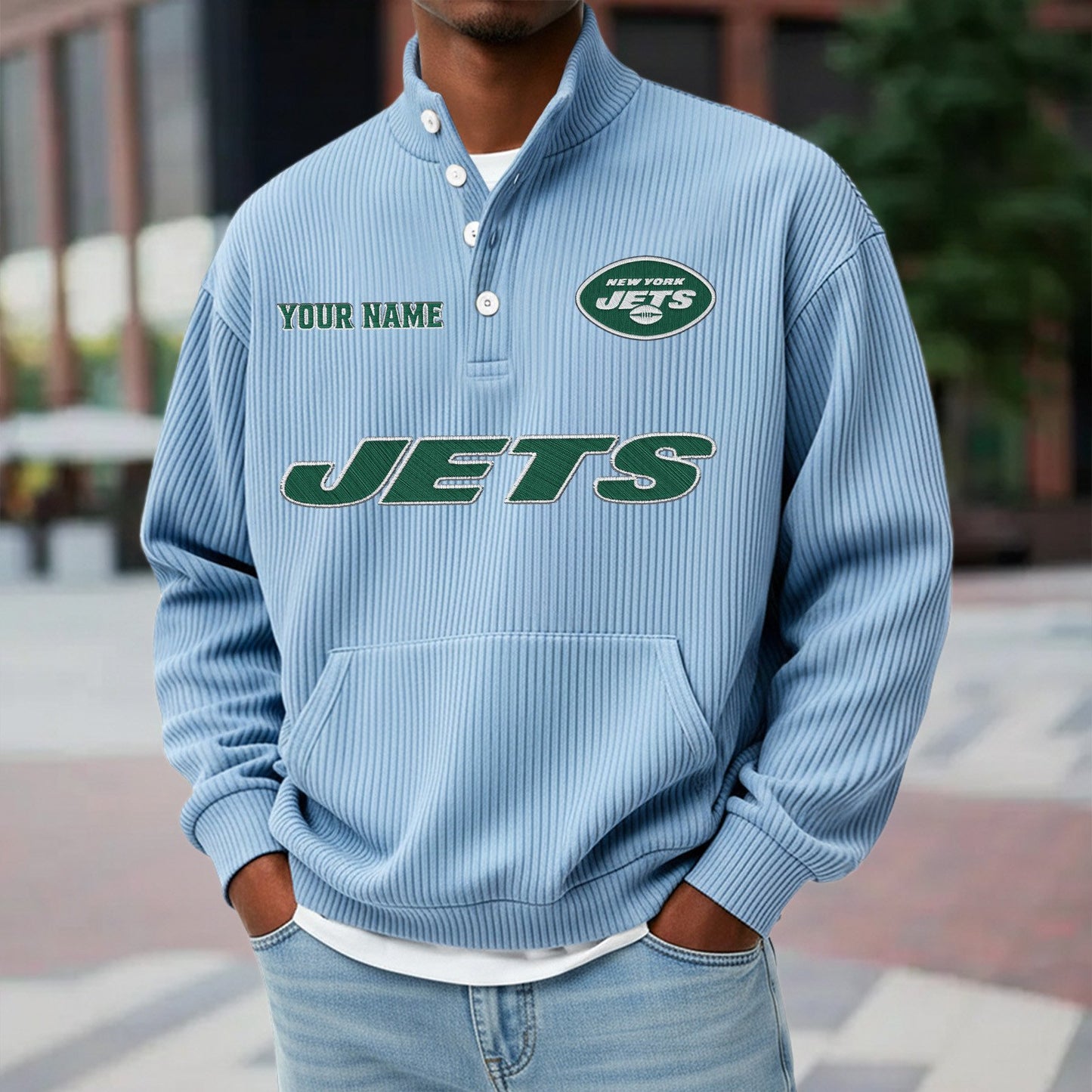 NYJ x NFL Waffle High Neck Long Sleeved Sweatshirt DATND TANTD 221125