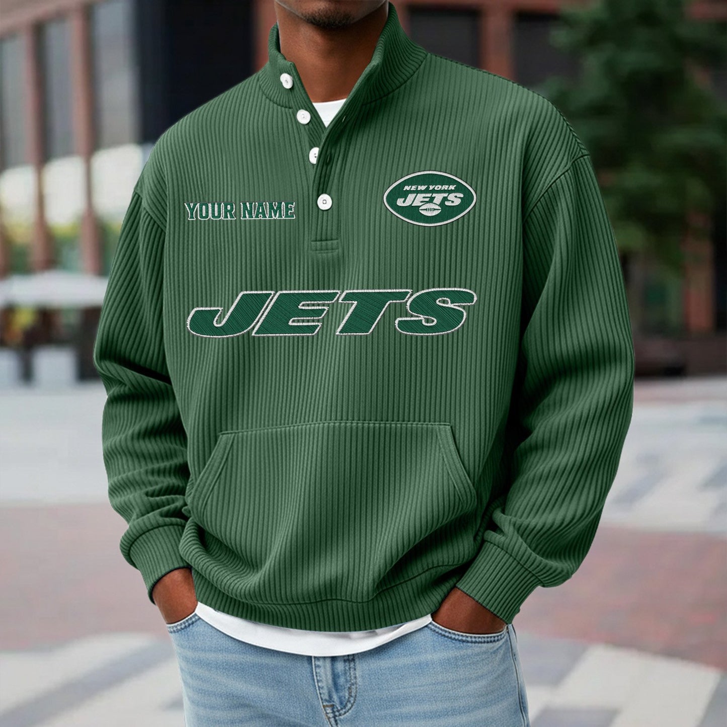 NYJ x NFL Waffle High Neck Long Sleeved Sweatshirt DATND TANTD 221125