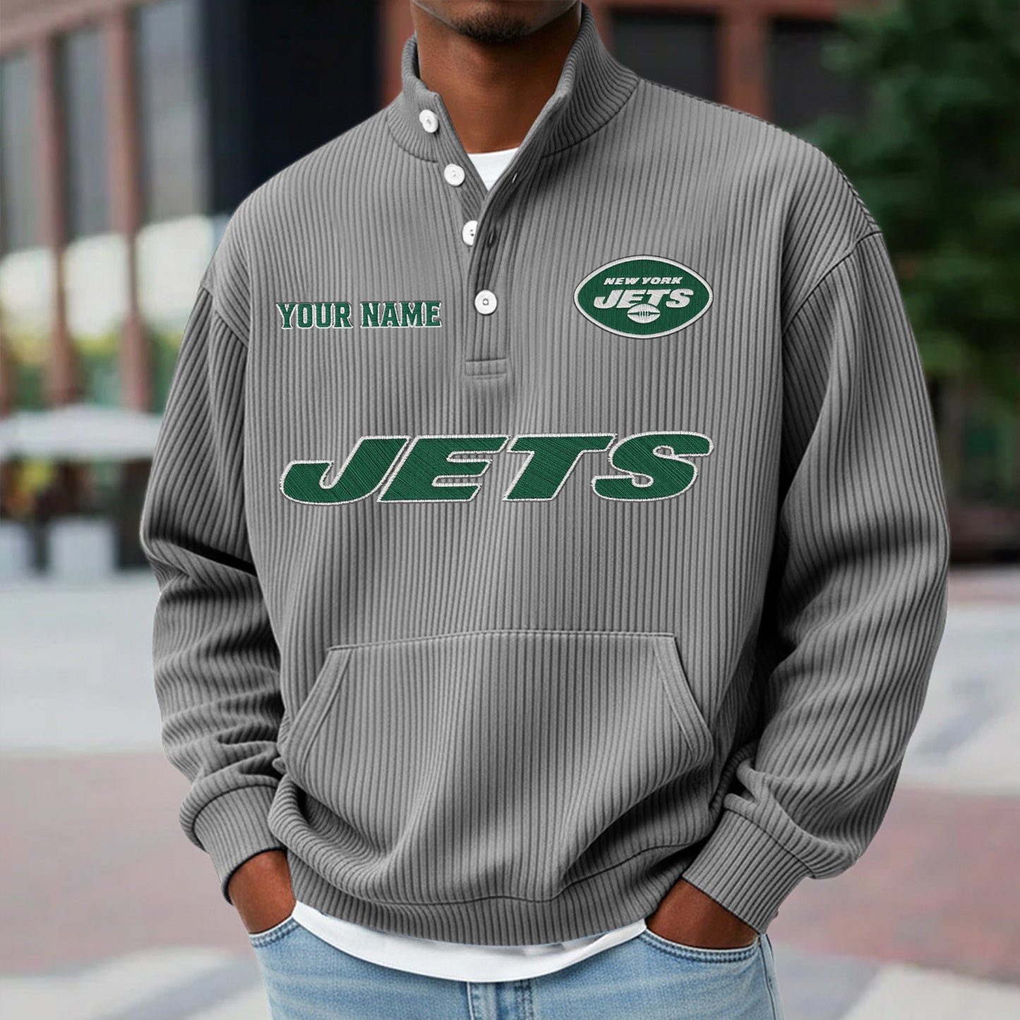 NYJ x NFL Waffle High Neck Long Sleeved Sweatshirt DATND TANTD 221125