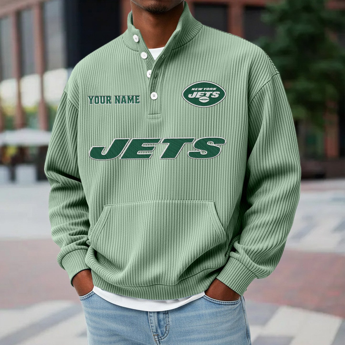 NYJ x NFL Waffle High Neck Long Sleeved Sweatshirt DATND TANTD 221125