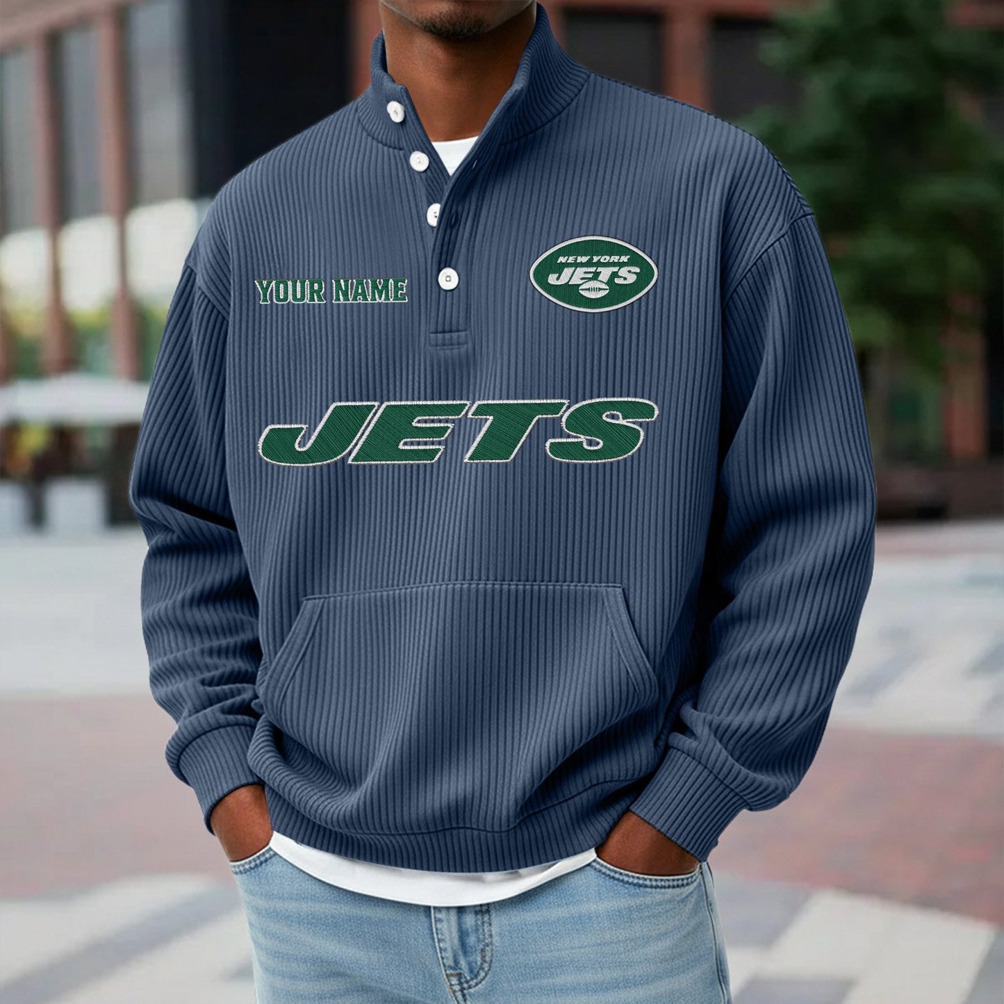 NYJ x NFL Waffle High Neck Long Sleeved Sweatshirt DATND TANTD 221125
