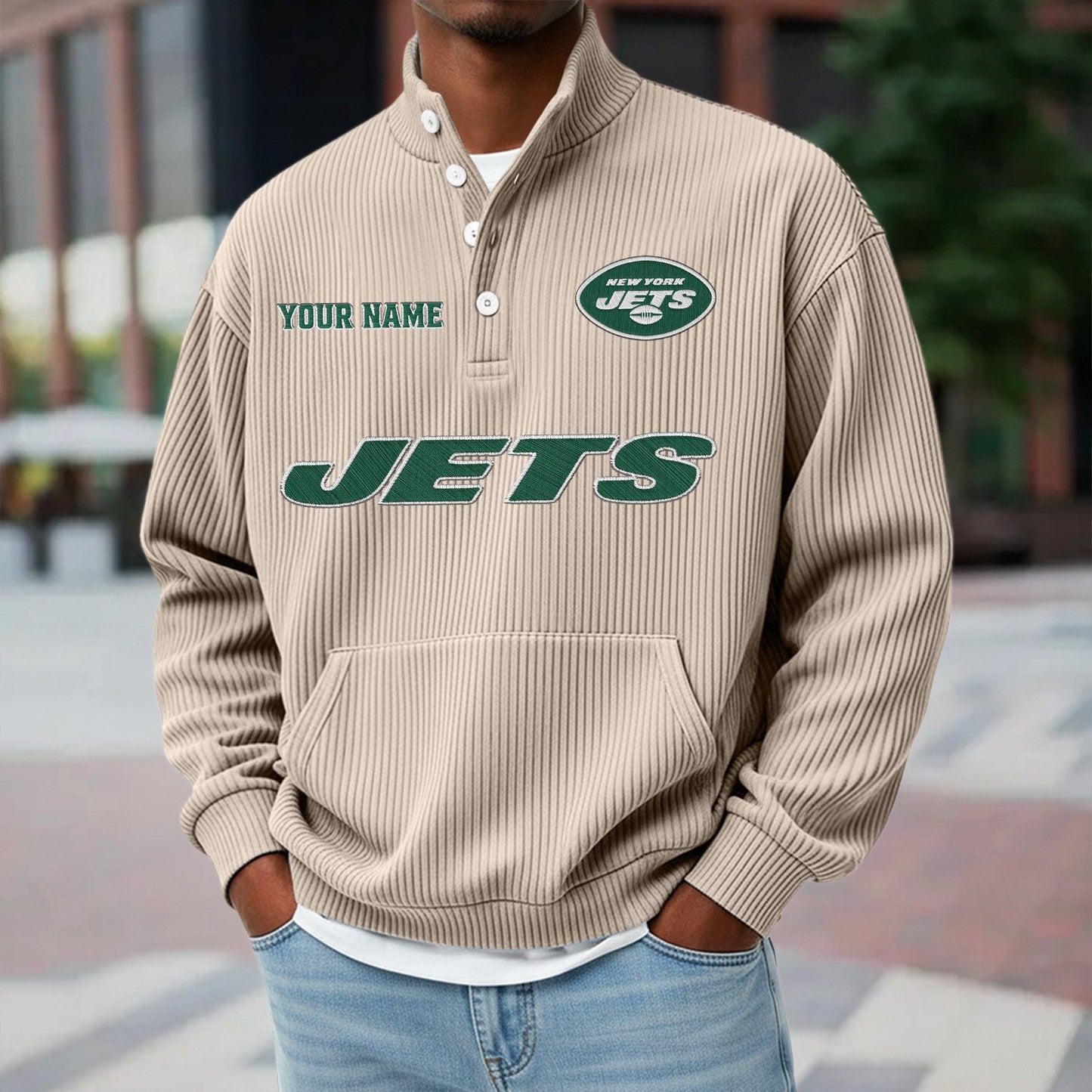NYJ x NFL Waffle High Neck Long Sleeved Sweatshirt DATND TANTD 221125