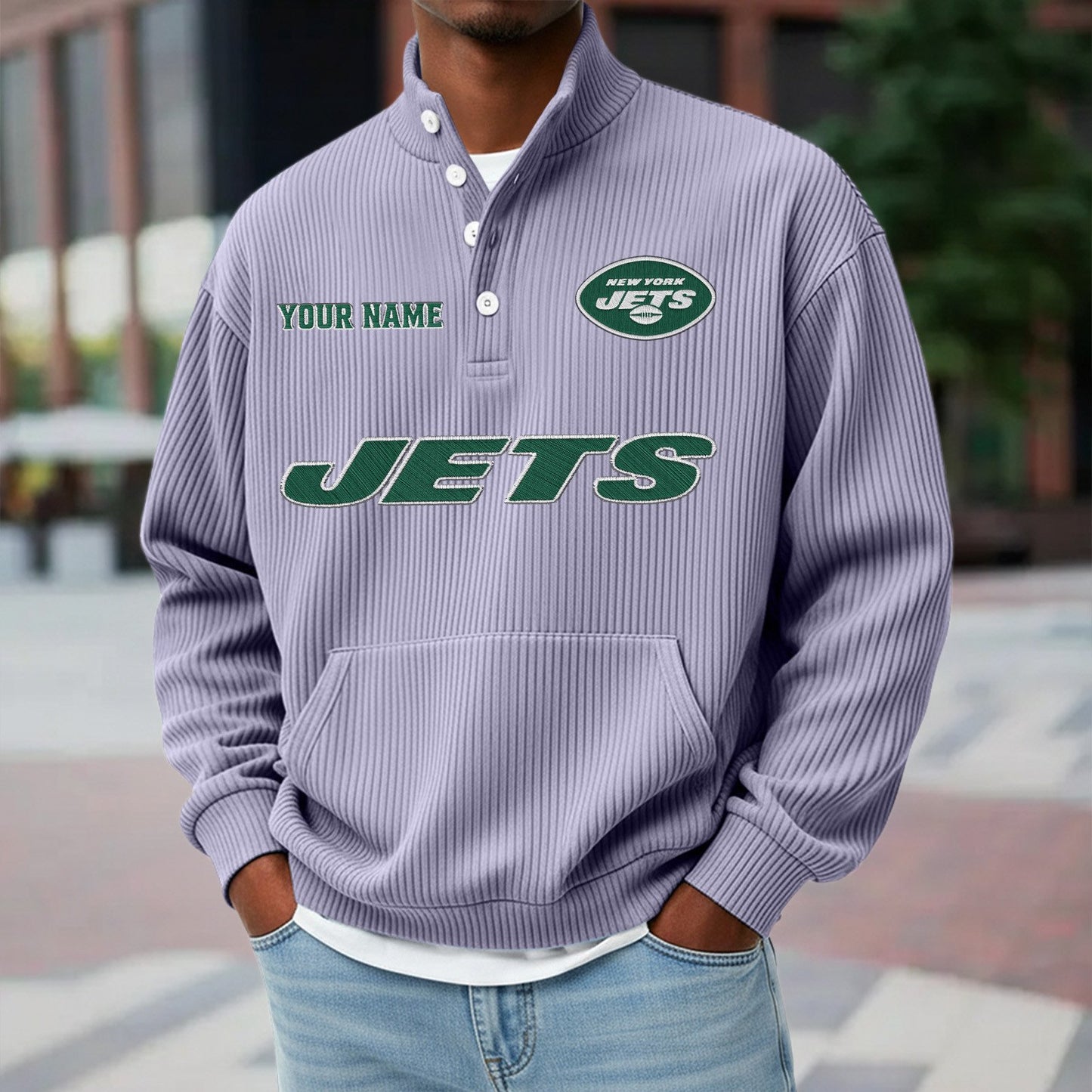 NYJ x NFL Waffle High Neck Long Sleeved Sweatshirt DATND TANTD 221125