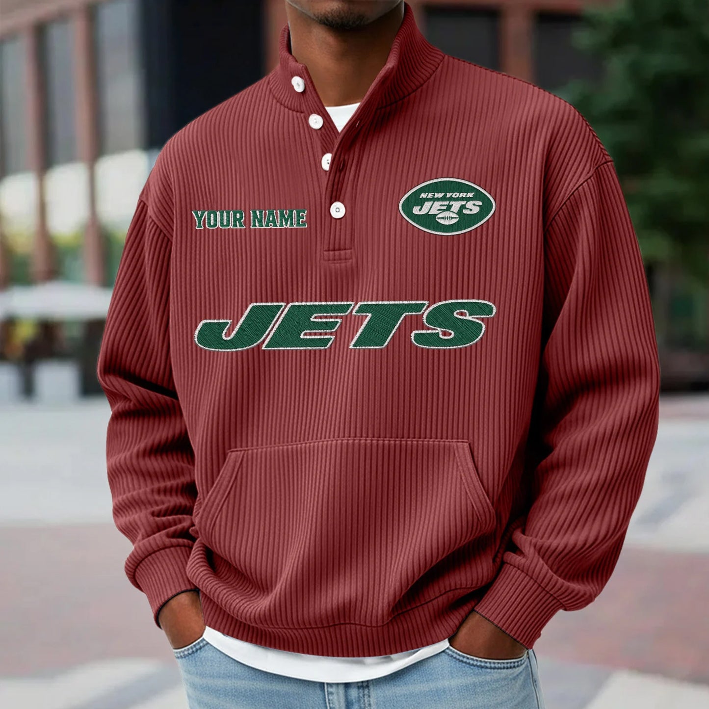 NYJ x NFL Waffle High Neck Long Sleeved Sweatshirt DATND TANTD 221125