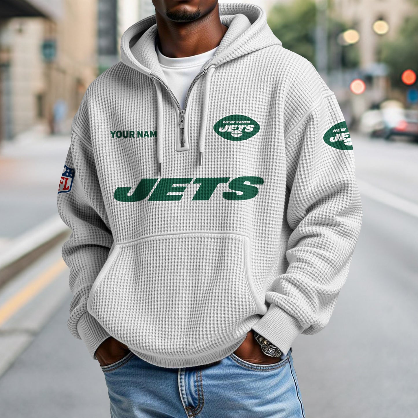 NYJ x NFL Waffle Hoodie DatND DVT