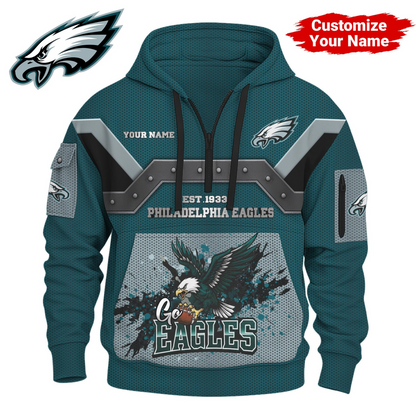 PE Premium NFL 3D Half Zip Hoodie DDT NTL