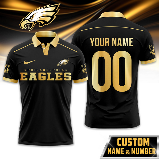 PE Premium NFL Black And Gold Custom Polo DDT CTND
