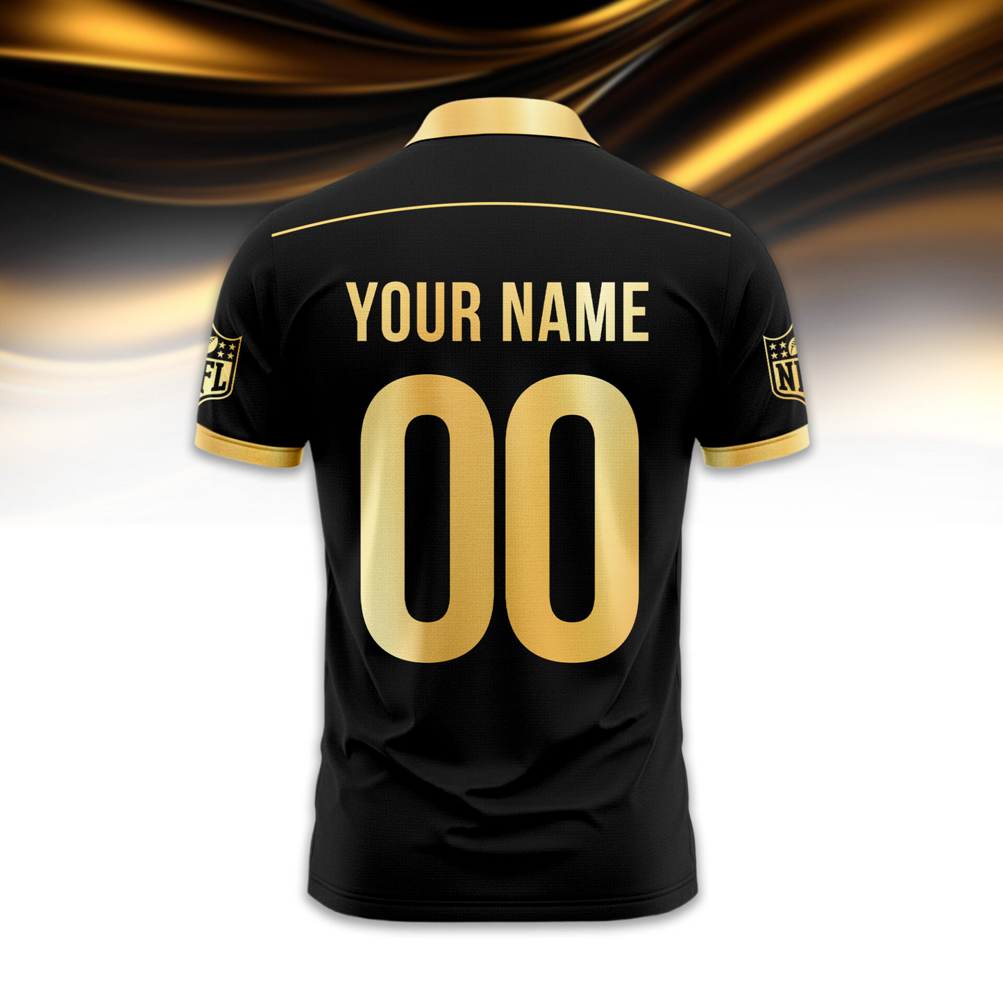 PE Premium NFL Black And Gold Custom Polo DDT CTND