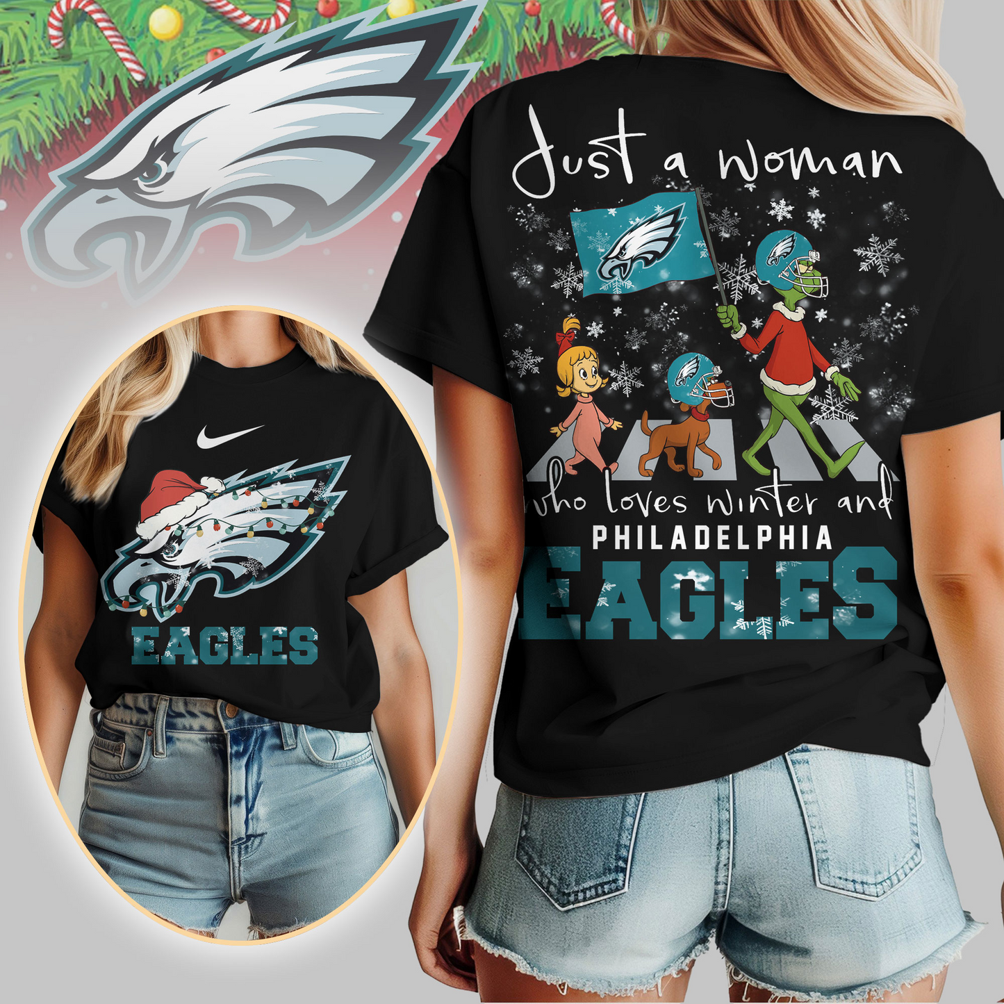 PE Premium NFL Just A Woman Who Loves Winter 3D Shirt DDT CTND
