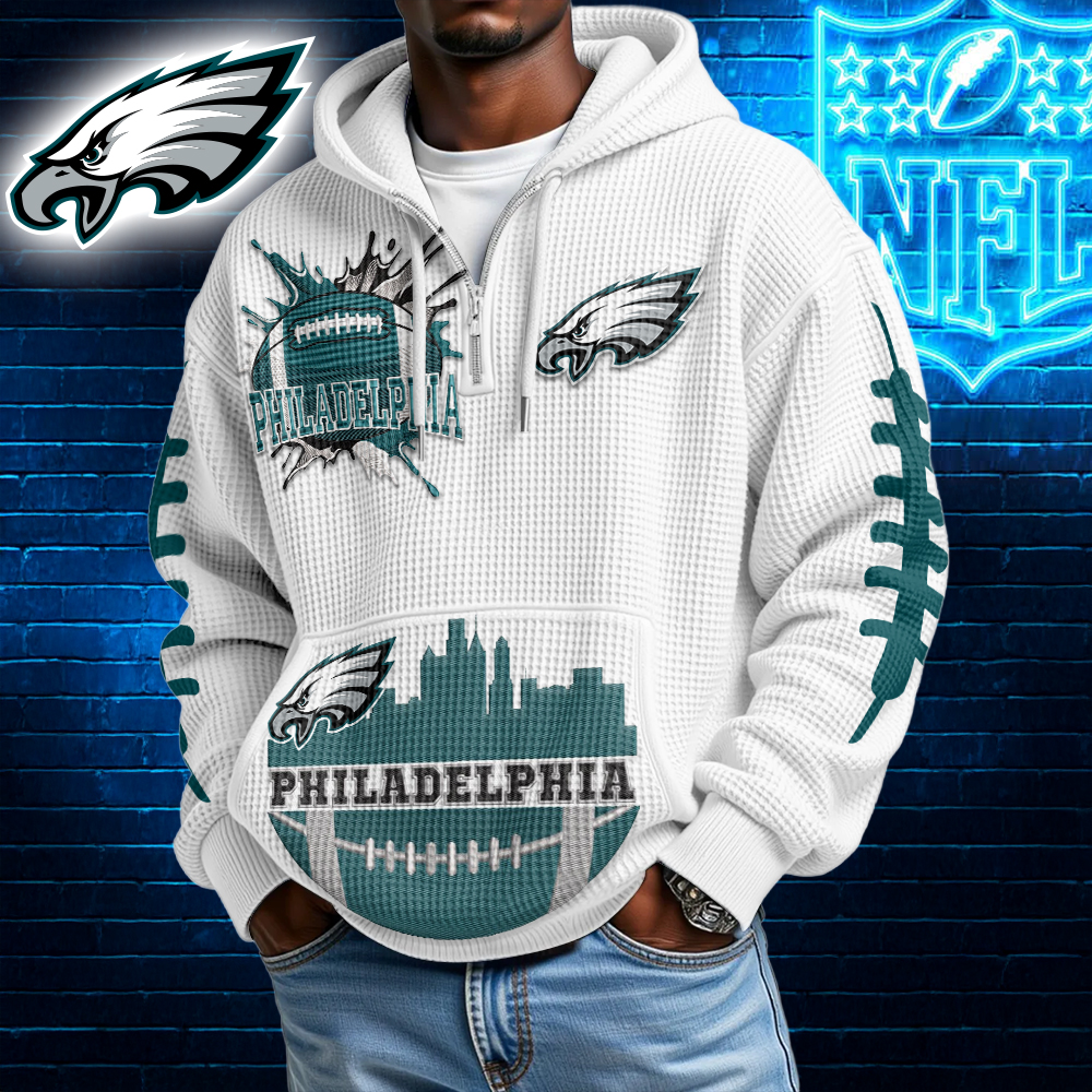 PE Premium NFL Waffle Zipper Long Sleeve Hooded Sweatshirt DDT CTND
