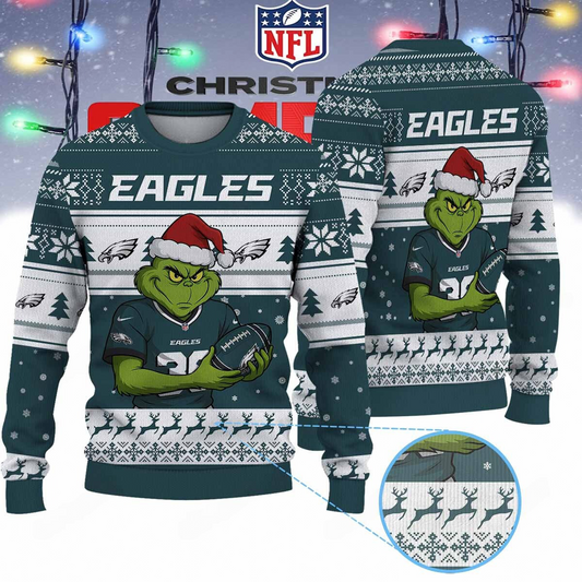 PHI X NFL Grinch Jersey Premium Ugly Sweater Xmas DATND THUONGNH