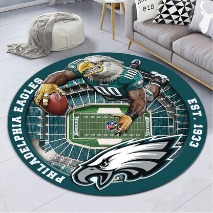 PHI x NFL Luxury 3D Round Rug DatND DVT