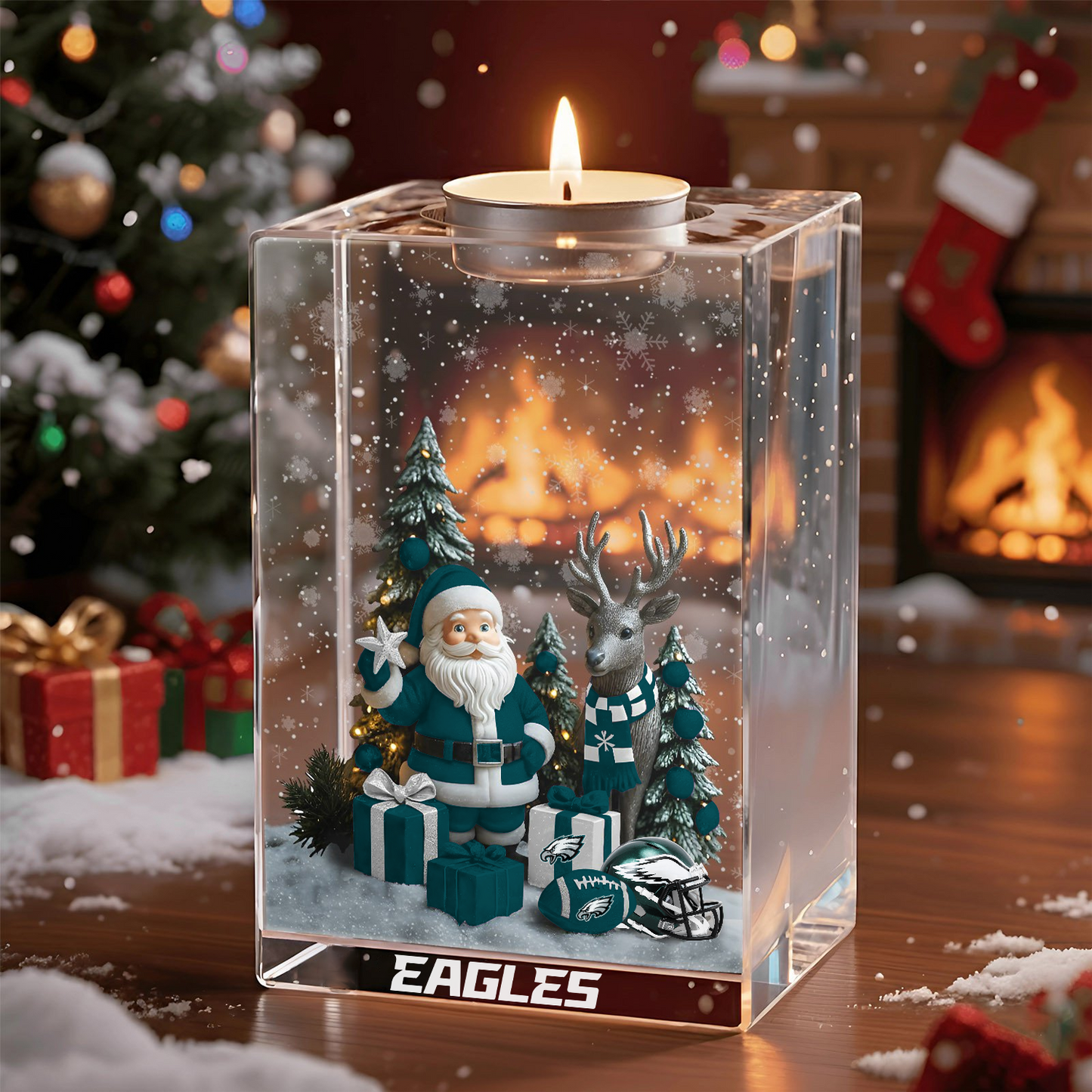 PHI x NFL Personalized Christmas Crystal Candle Holder 2211 DatND DVT