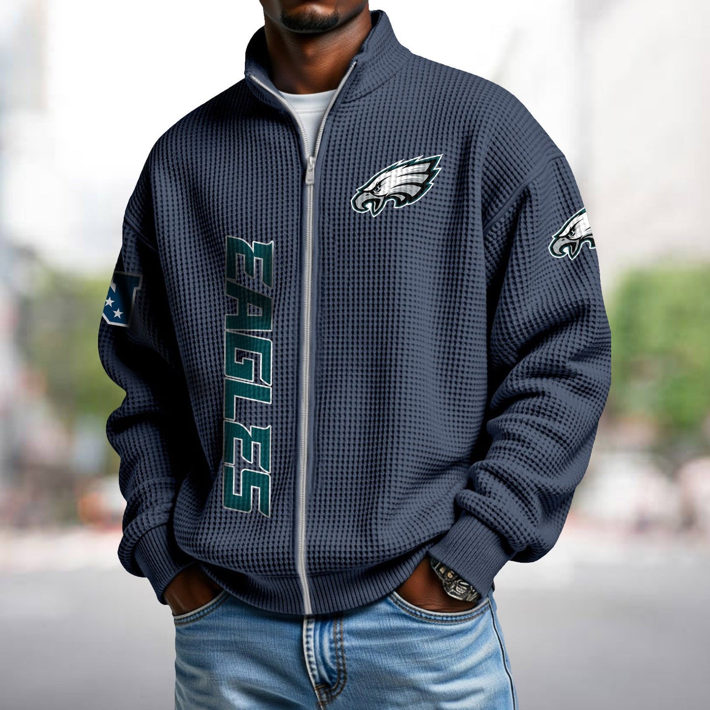 PHI x NFL Waffle Zip-Up Sweatshirt DATND TANTD