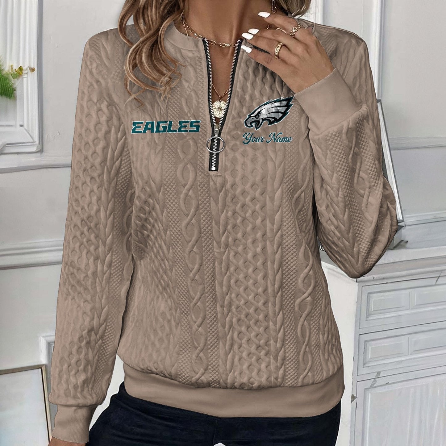 PHI x NFL Women's Quilted Zip-UP Sweatshirt DatND DVT