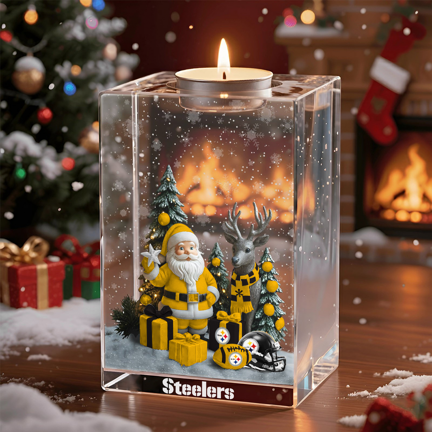 PIT x NFL Personalized Christmas Crystal Candle Holder 2211 DatND DVT