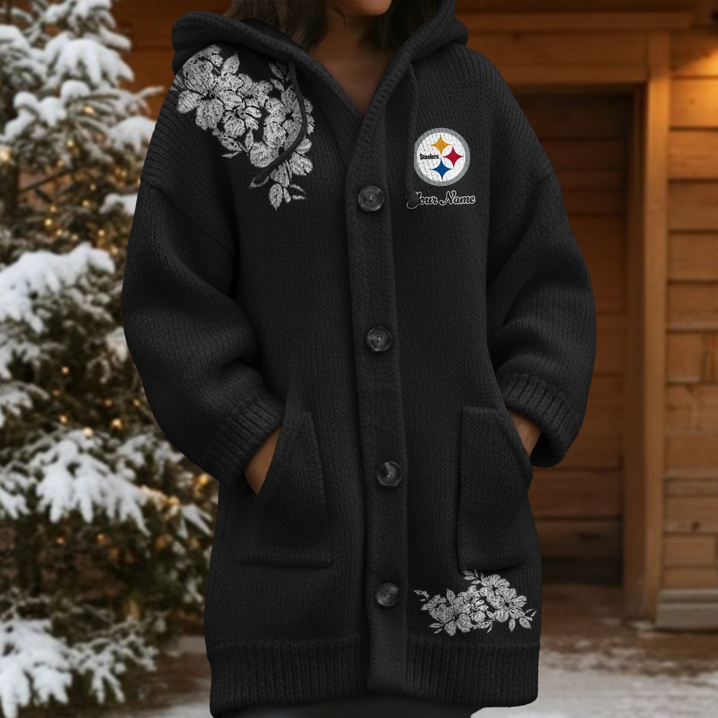 PIT x NFL Women's Casual Knitted Hooded Cardigan DATND TANTD 211125