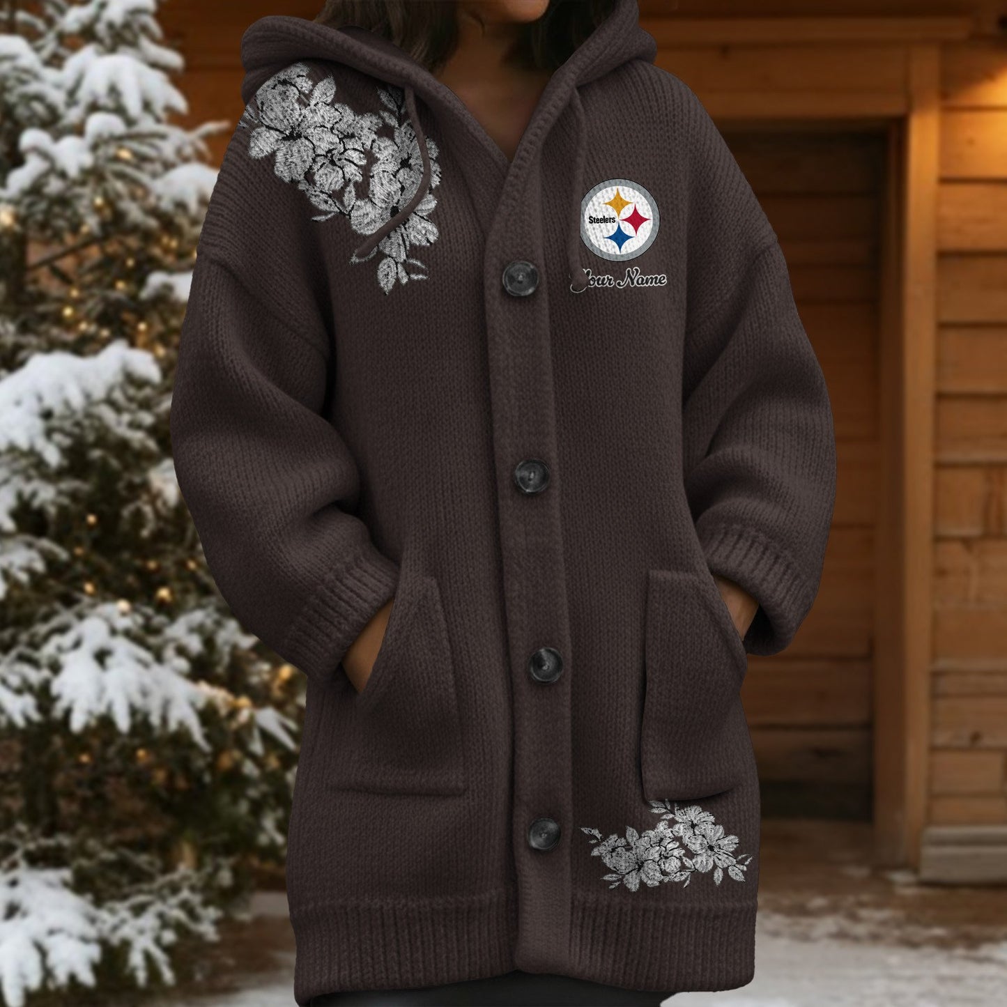 PIT x NFL Women's Casual Knitted Hooded Cardigan DATND TANTD 211125