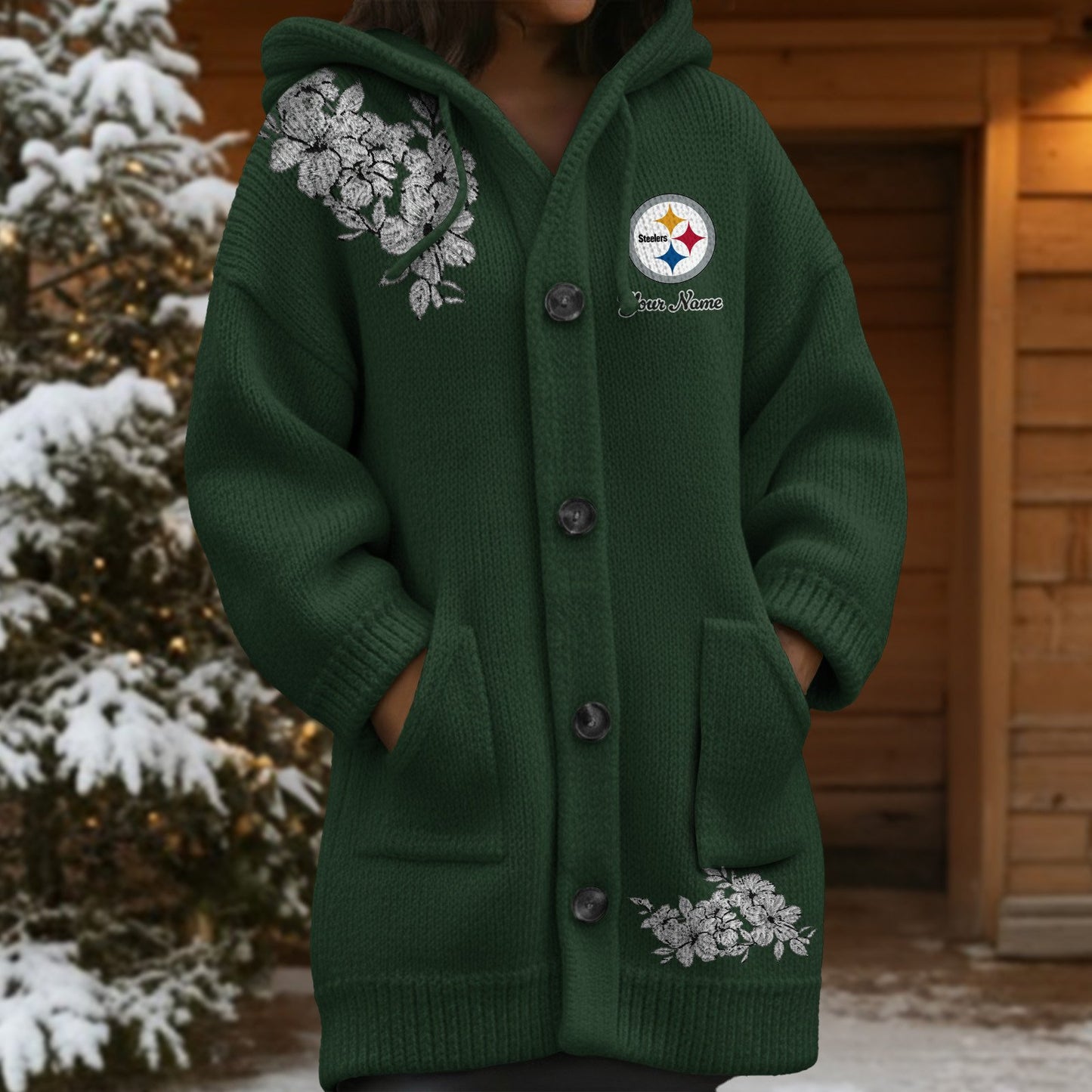 PIT x NFL Women's Casual Knitted Hooded Cardigan DATND TANTD 211125