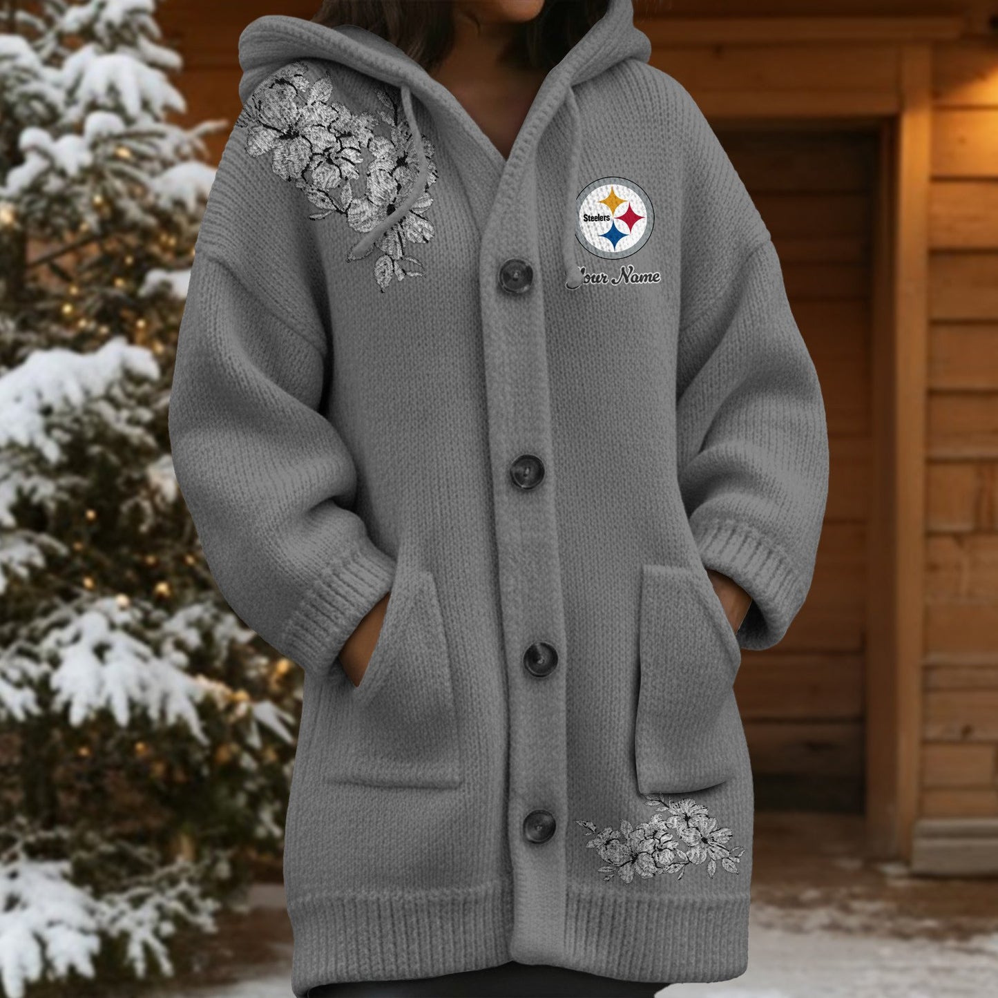 PIT x NFL Women's Casual Knitted Hooded Cardigan DATND TANTD 211125