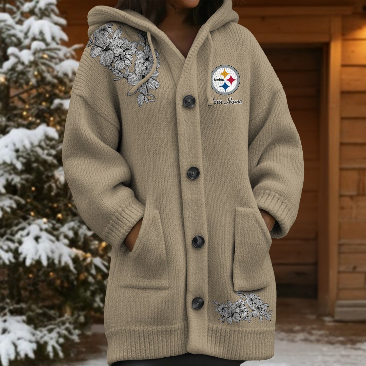 PIT x NFL Women's Casual Knitted Hooded Cardigan DATND TANTD 211125
