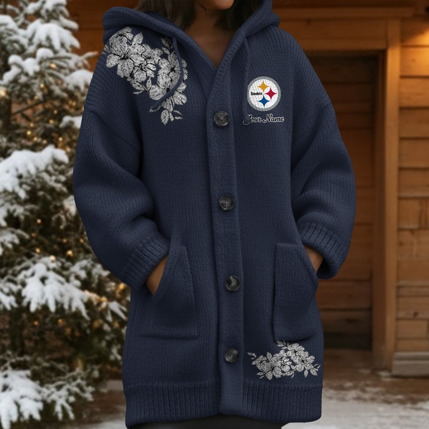 PIT x NFL Women's Casual Knitted Hooded Cardigan DATND TANTD 211125
