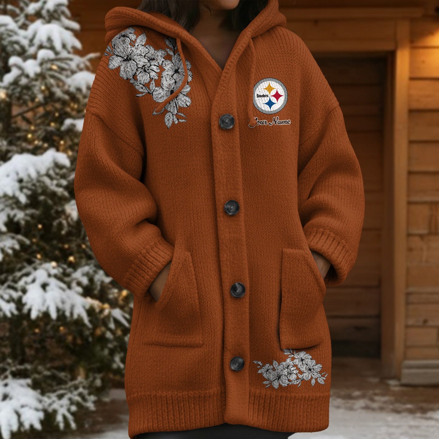 PIT x NFL Women's Casual Knitted Hooded Cardigan DATND TANTD 211125