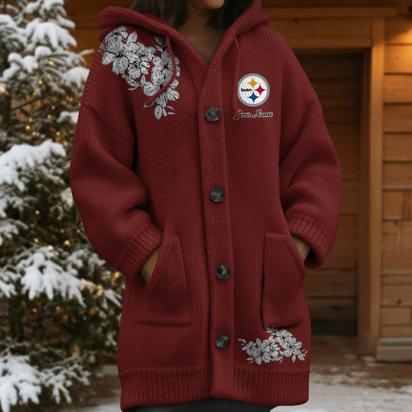 PIT x NFL Women's Casual Knitted Hooded Cardigan DATND TANTD 211125