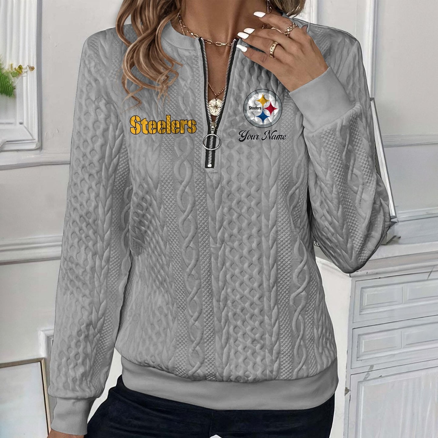 PIT x NFL Women's Quilted Zip-UP Sweatshirt DatND DVT