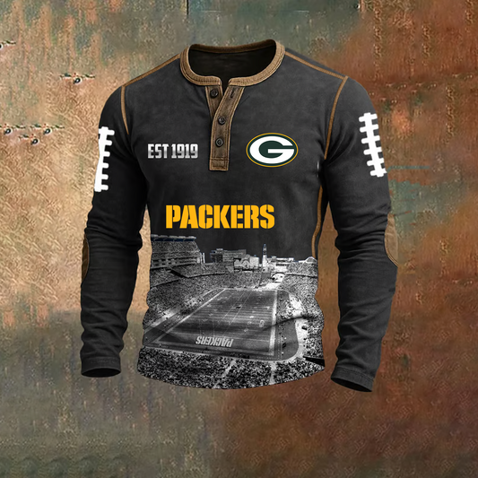 PREMIUM NFL GB X 2025 Heritage Henley Long Sleeve SHIRT NDT TDT 25