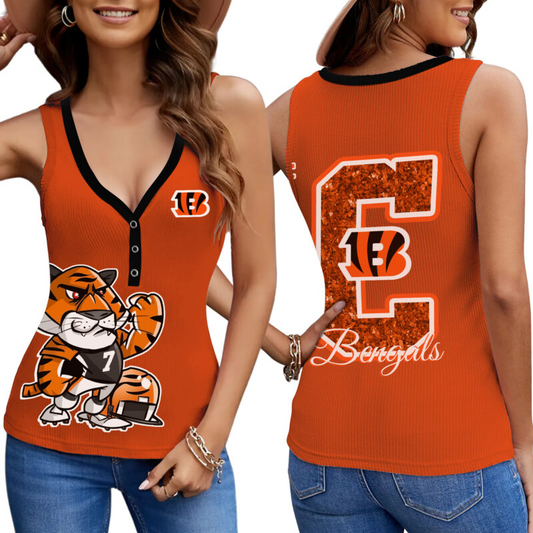 PREMIUM NFL X CIN Women V-Neck Ribbed Tank Top NDT NHM