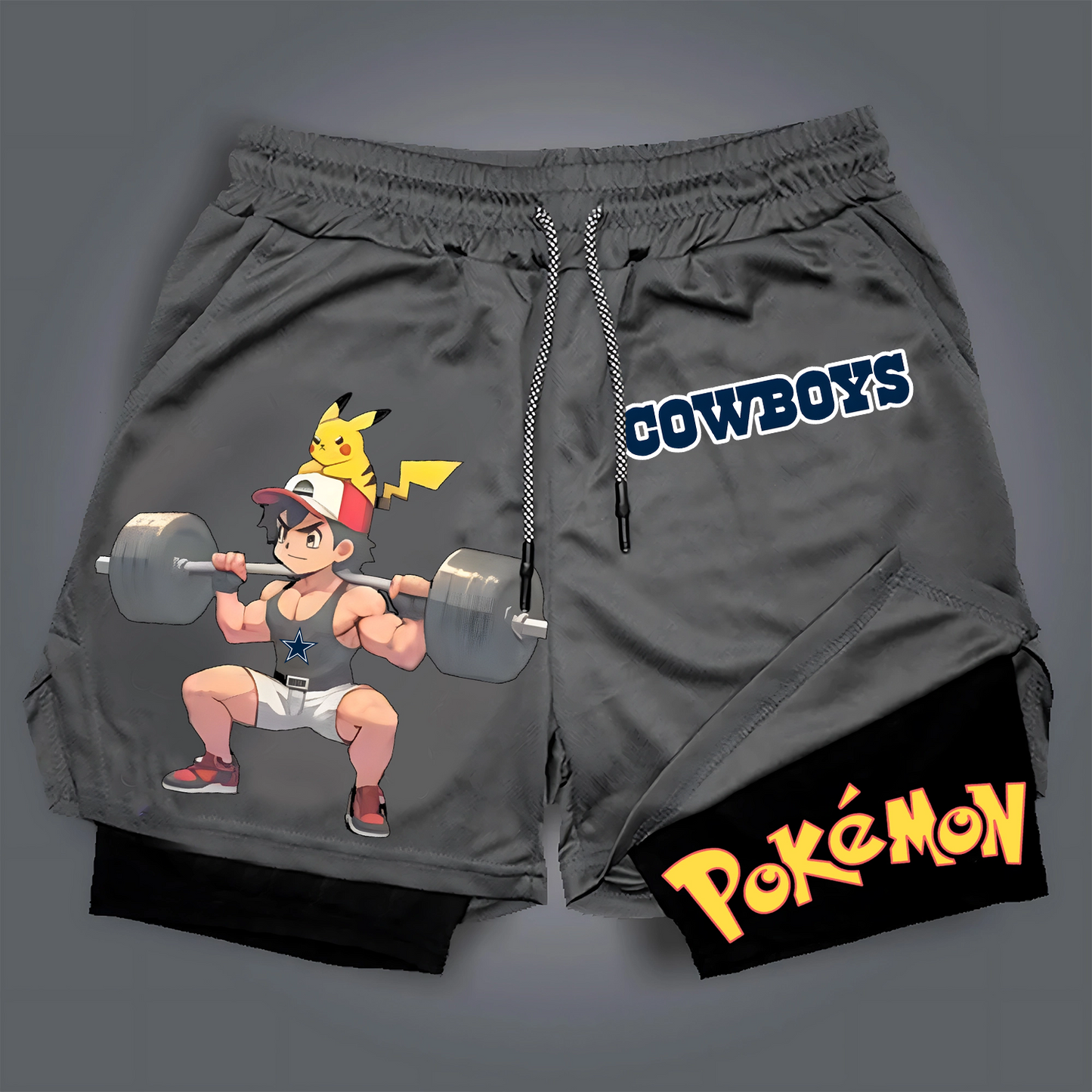 PREMIUM NFL X DAL Casual Pokemon Streetwear Double Layer Shorts NDT TDT125