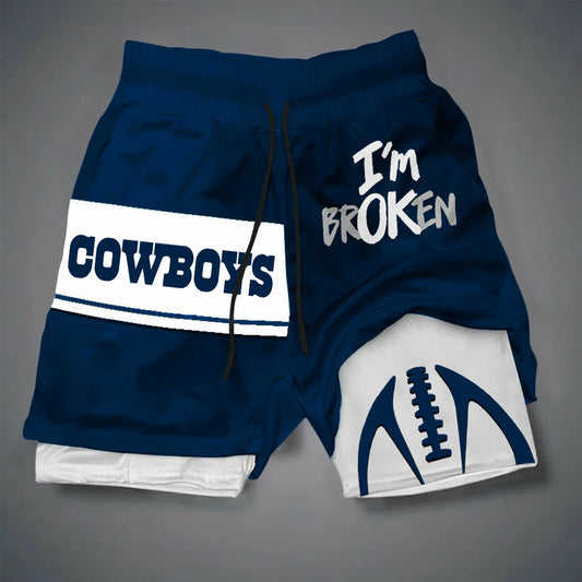 PREMIUM NFL X DAL I'M Broken Men's Double Layered Sports Shorts NDT NHM