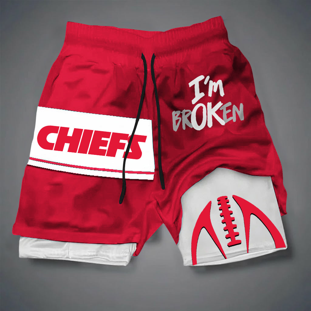 PREMIUM NFL X KCC I'M Broken Men's Double Layered Sports Shorts NDT NHM