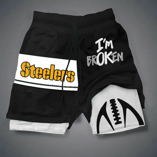 PREMIUM NFL X PIT I'M Broken Men's Double Layered Sports Shorts NDT NHM